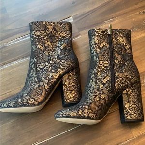 Marc Fisher Black and Gold/Metallic Newbie Booties